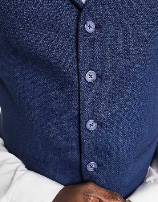 Harry Brown - Gilet de costume de mariage en lin mélangé - Bleu marine, 4 de 5