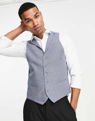 Harry Brown wedding linen mix waistcoat in blue - ASOS Price Checker