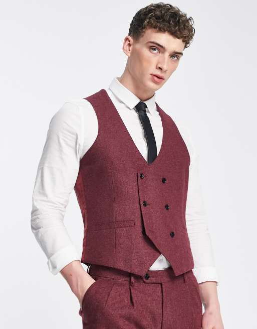 Harry Brown - Gilet in bessenrood tweed