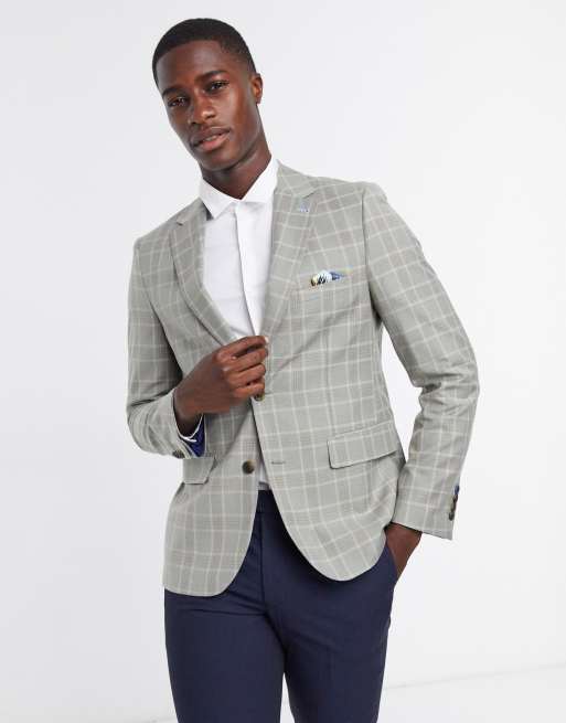 Slim fit tartan suit clearance