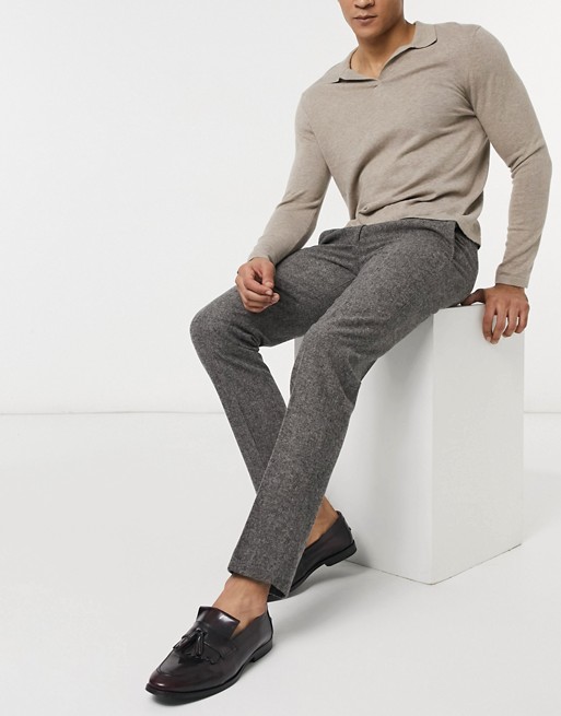 Harry Brown grey donegal slim fit suit trousers