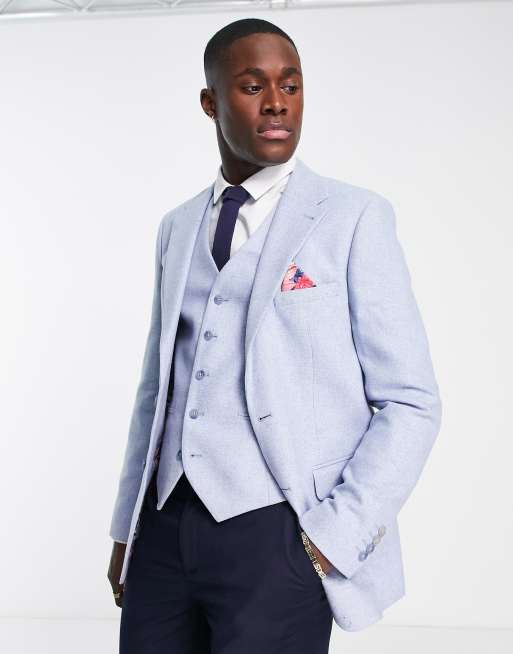 Harry Brown – Hochzeitsanzugjacke aus Tweed in Hellblau