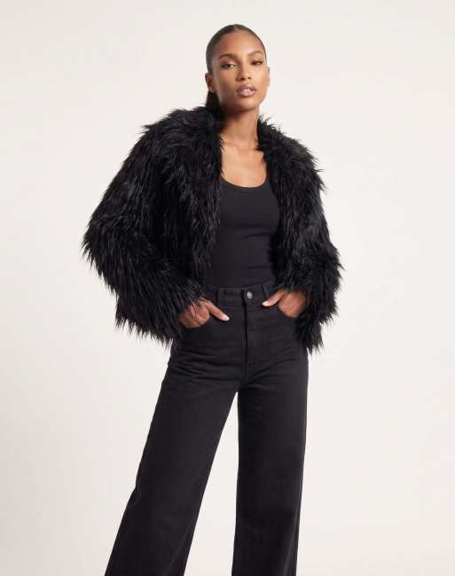 Harry Brown Jayla boxy fur coat in black, 2 of 6