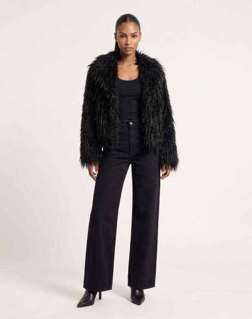 Harry Brown Jayla boxy fur coat in black, 3 of 6