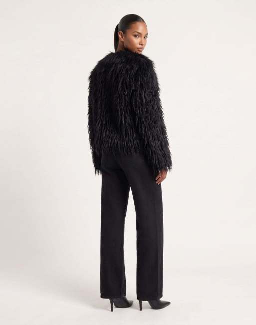 Harry Brown Jayla boxy fur coat in black, 4 of 6