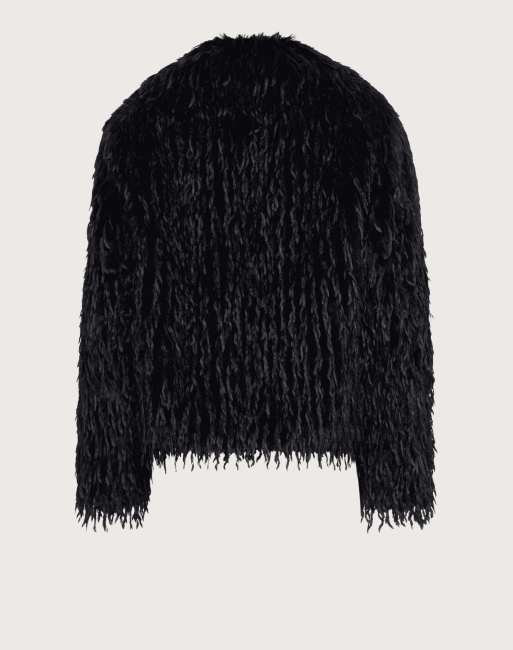 Harry Brown Jayla boxy fur coat in black, 6 of 6