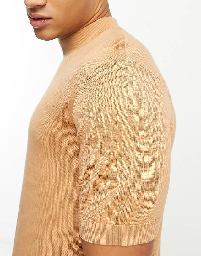Harry Brown - knitted high neck jumper in beige