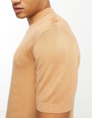 Harry Brown knitted high neck jumper in beige
