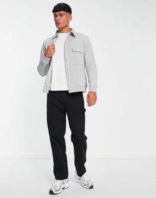 Harry Brown knitted overshirt in light grey