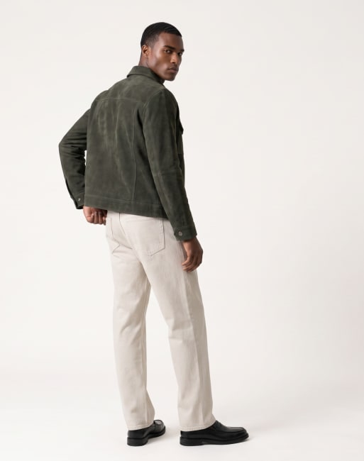 Harry Brown Leon suede shacket in dark olive, 5 of 5