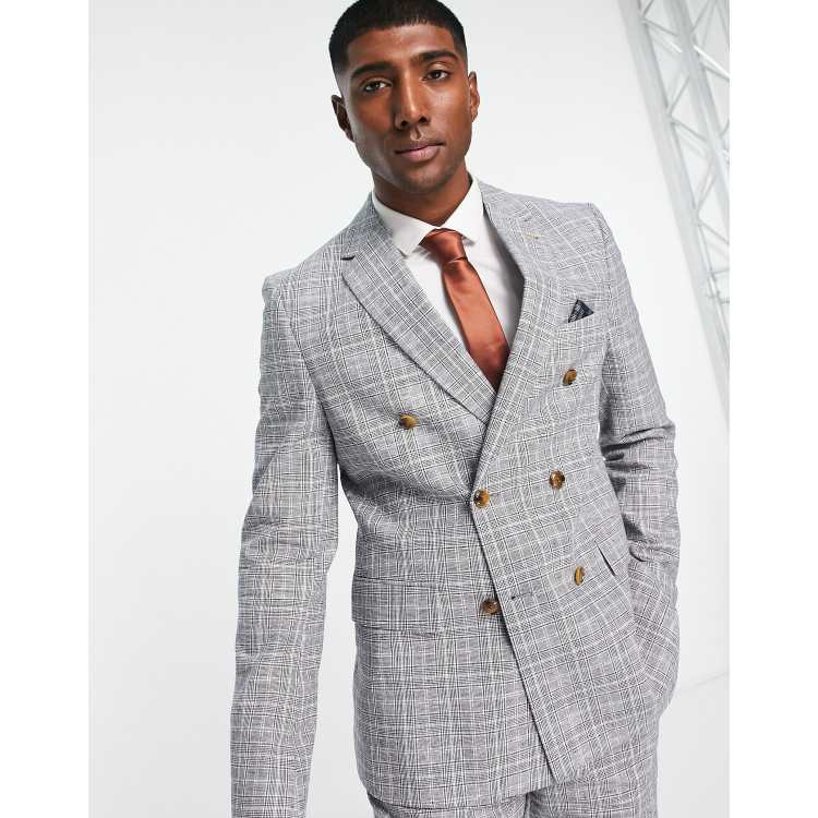 Double breasted clearance light grey suit