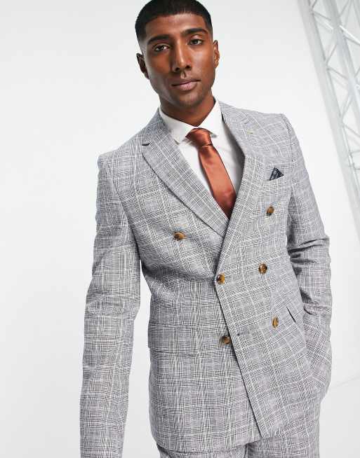 Light grey clearance double breasted suit