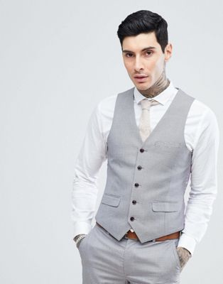 Harry Brown Lilac Puppy Tooth Wedding Skinny Fit Suit Waistcoat | ASOS