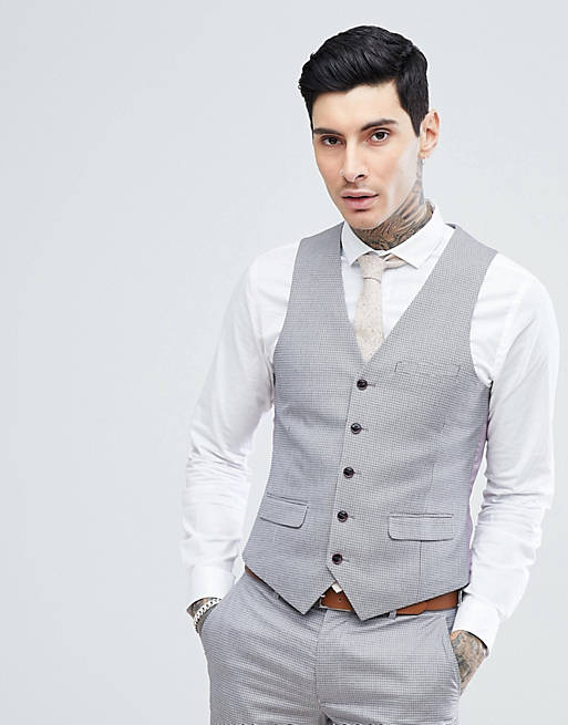 Harry Brown Lilac Puppy Tooth Wedding Skinny Fit Suit Waistcoat | ASOS