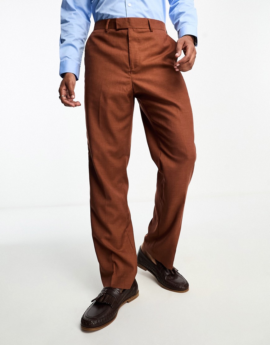 loose fit suit pants in brown