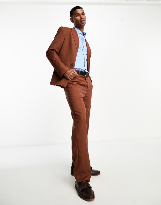 brown suit trousers in relaxed fit
