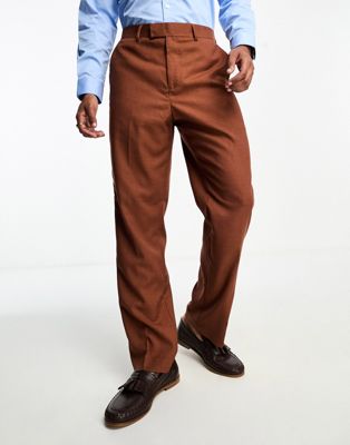Harry Brown loose fit suit trousers in brown - ASOS Price Checker