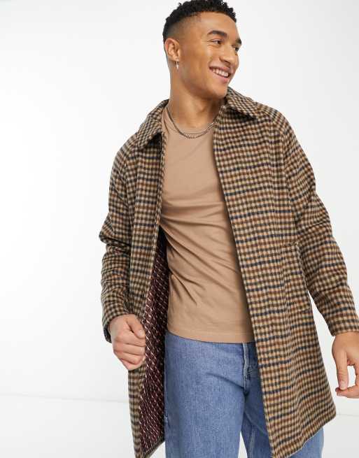 Manteau a carreaux online marron