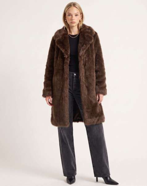 Harry Brown Margaux long fur coat in brown - view 1