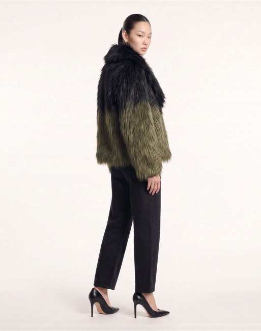 Harry Brown Marlowe dip dye fur coat in black-green, 4 of 4