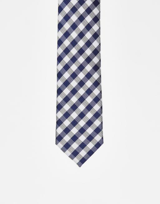 Harry Brown mini check tie in navy and white