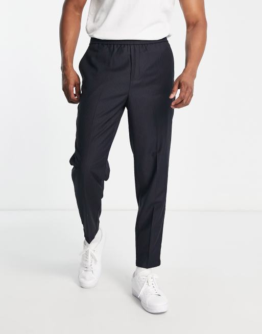 Harry Brown - Pantalon carotte à rayures fines et taille élastique, 4 de 4