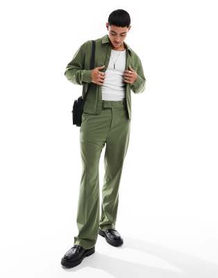 Harry Brown co-ord loose full length trousers in khaki - ASOS Price Checker