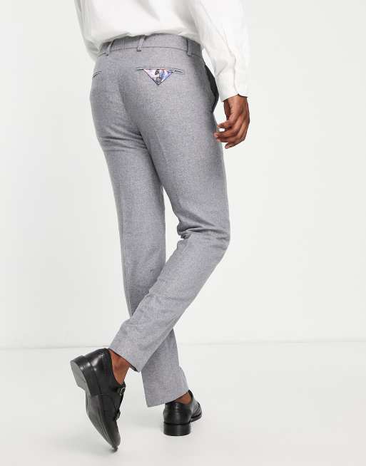 Harry Brown - Pantaloni da abito da matrimonio in tweed grigio