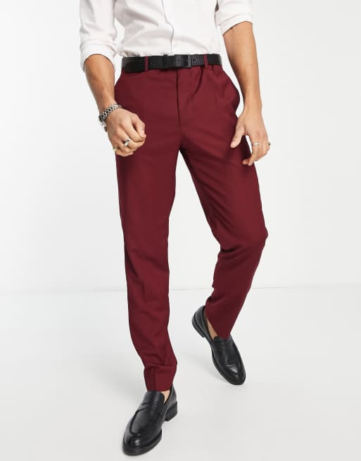 Harry Brown - Pantaloni da abito skinny da matrimonio color mora