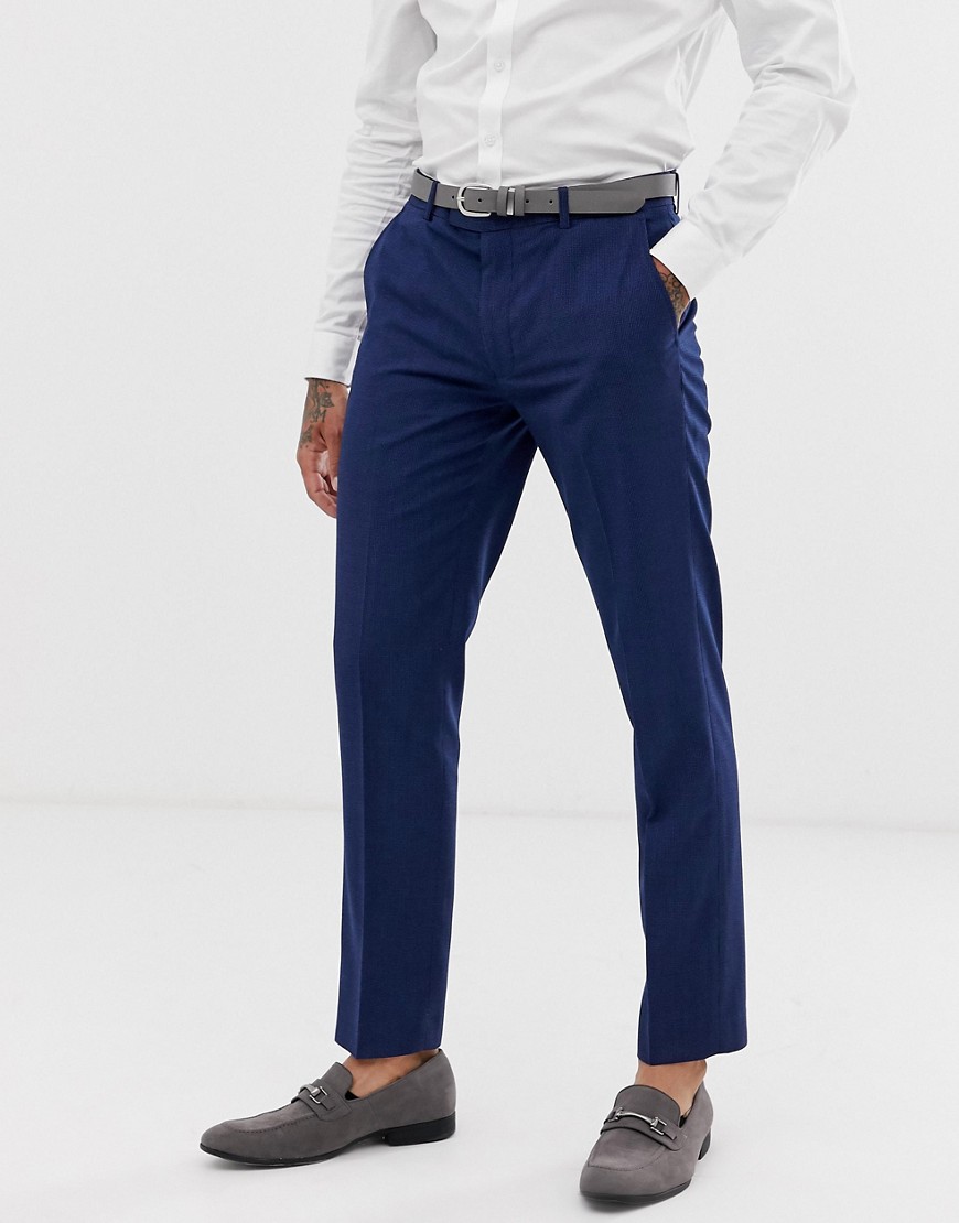 Harry Brown - Pantaloni da abito slim tinta unita blu navy