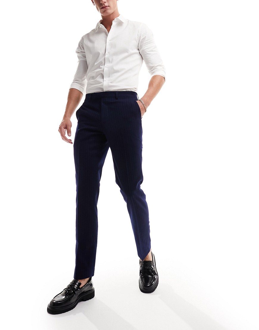 Harry Brown Pinstripe Slim Fit Suit Pants In Navy