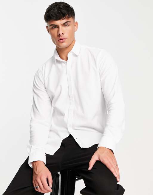 Harry Brown pique slim fit shirt in white | ASOS