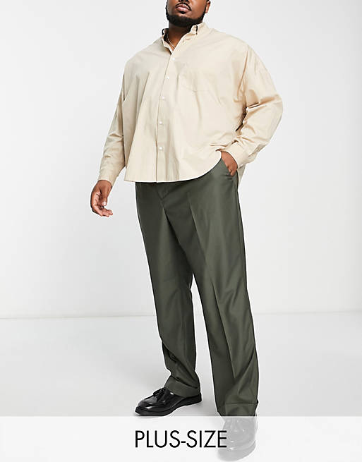 Harry Brown - Plus - Losvallende pantalon in bamboekleur
