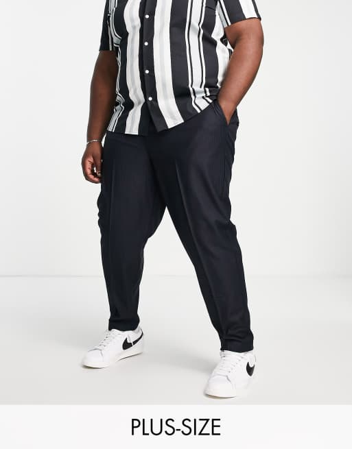 Harry Brown Plus - Pantaloni gessati vestibilità carrot con vita elasticizzata