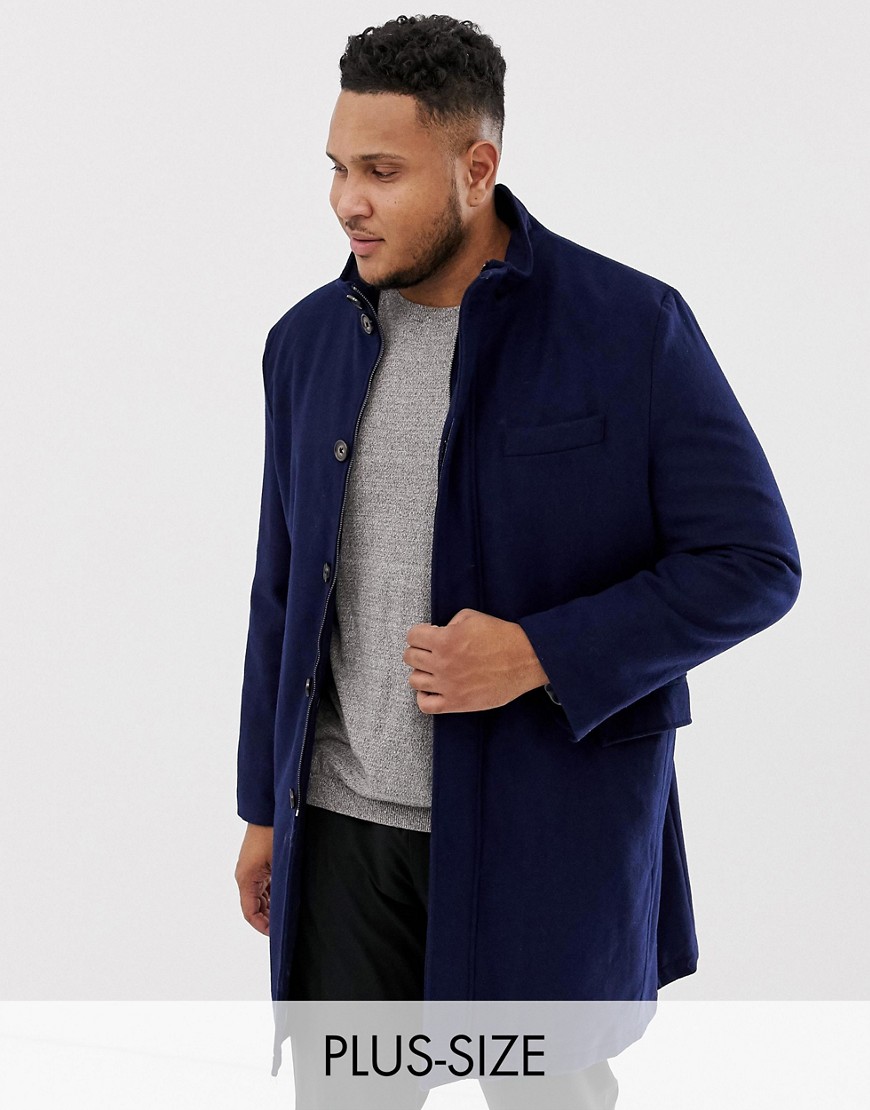 Harry Brown - Plus - Premium jas van wolmix met opstaande boord-Zwart