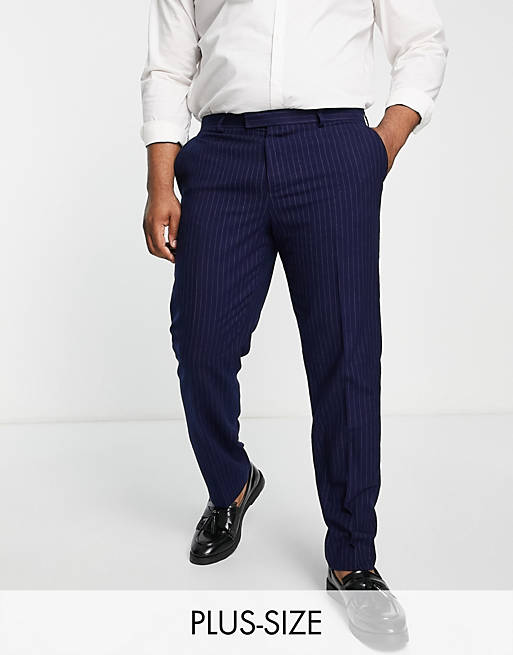 Harry Brown Plus - Slim-fit pantalon met krijtstreep