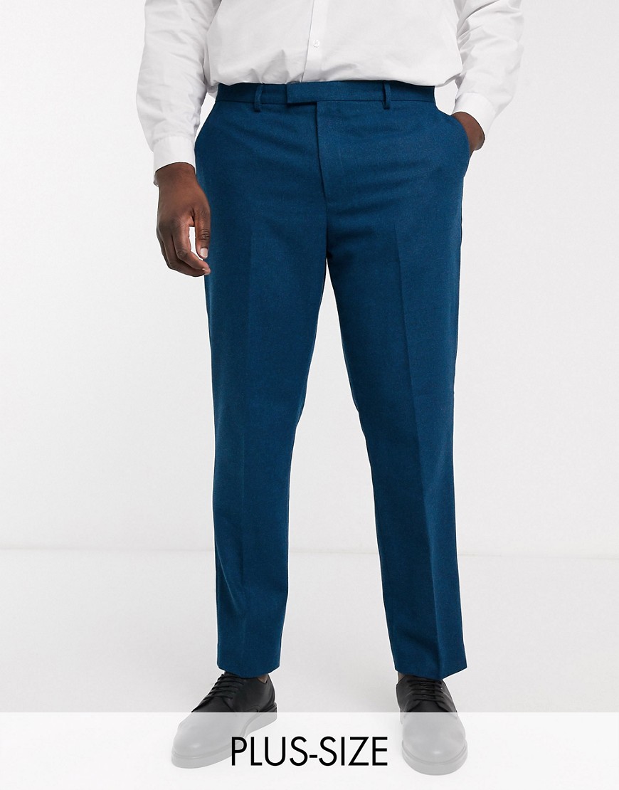 Harry Brown Plus slim fit wedding summer tweed suit pants-Blue