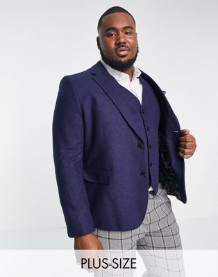 Harry Brown Tall Wedding Tweed Slim Fit Suit Jacket-blue