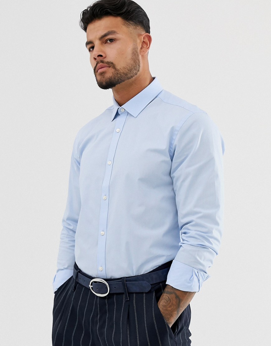 Harry Brown poplin-skjorte med smal pasform-Blå