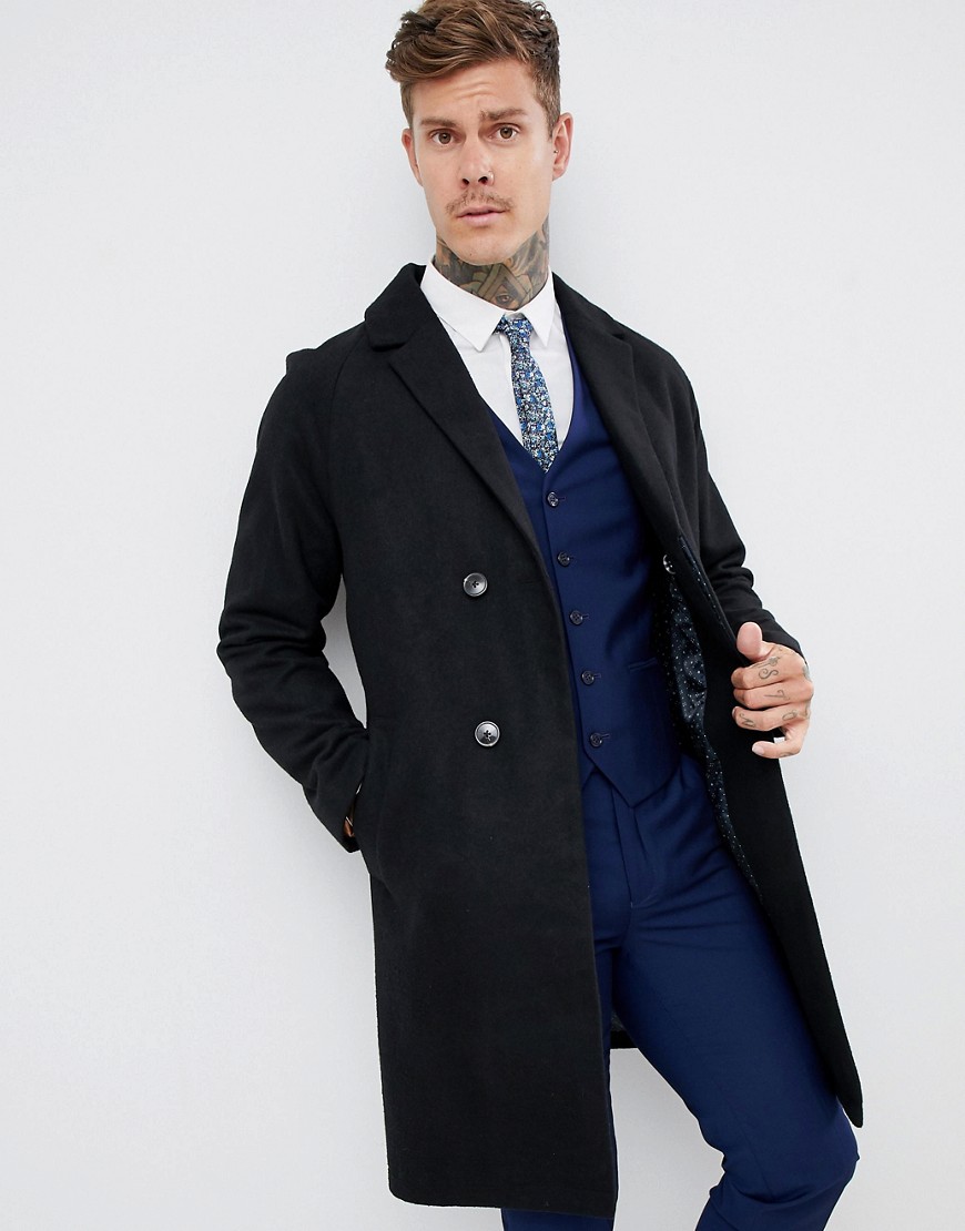 Harry Brown - premium - Cappotto cocoon in misto lana a contrasto-Nero