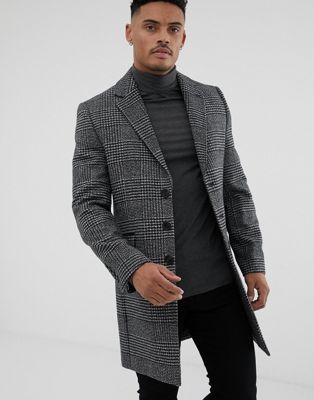 Harry Brown premium wool blend check overcoat | ASOS