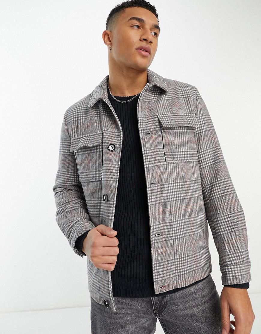 Harry Brown Relaxed Fit Check Harrington In Gray