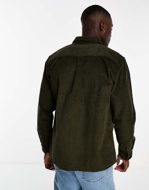 Harry Brown relaxed fit cord utility shirt in green | ASOS