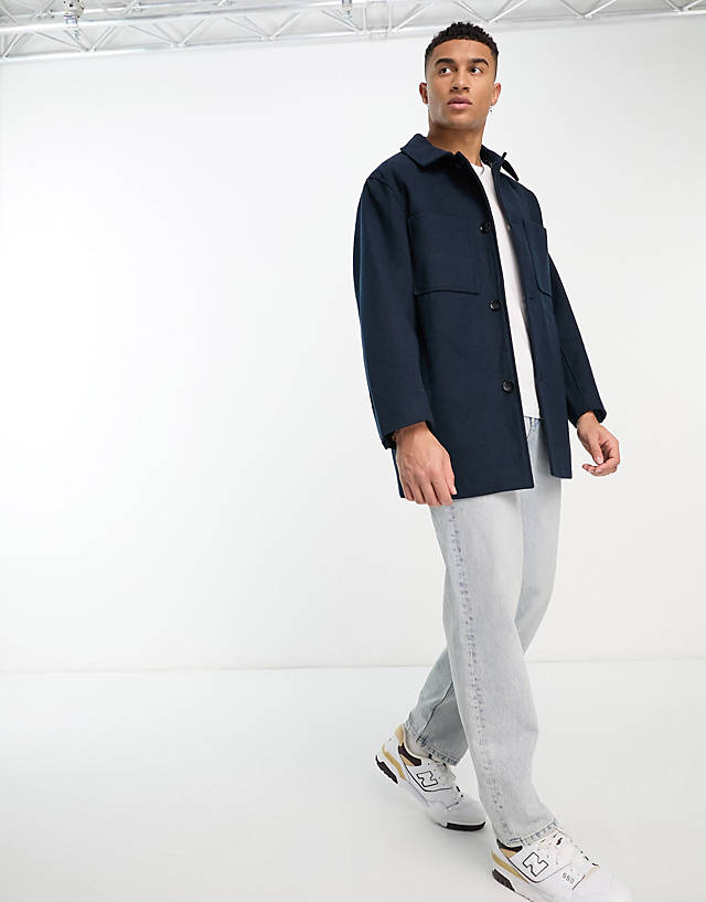 Harry Brown - relaxed fit harrington jacket in navy