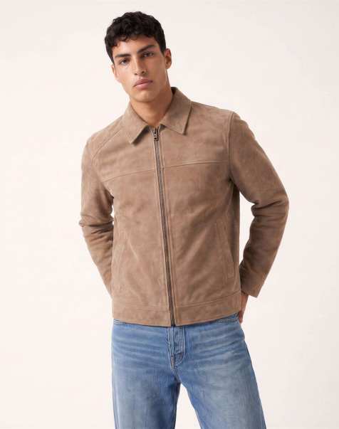 Harry Brown Remo real suede harrington jacket in camel - view 1