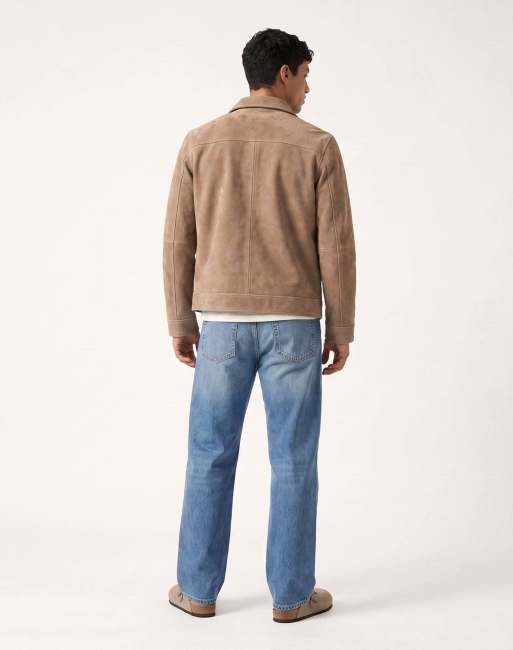 Harry Brown Remo real suede harrington jacket in camel, 2 of 5