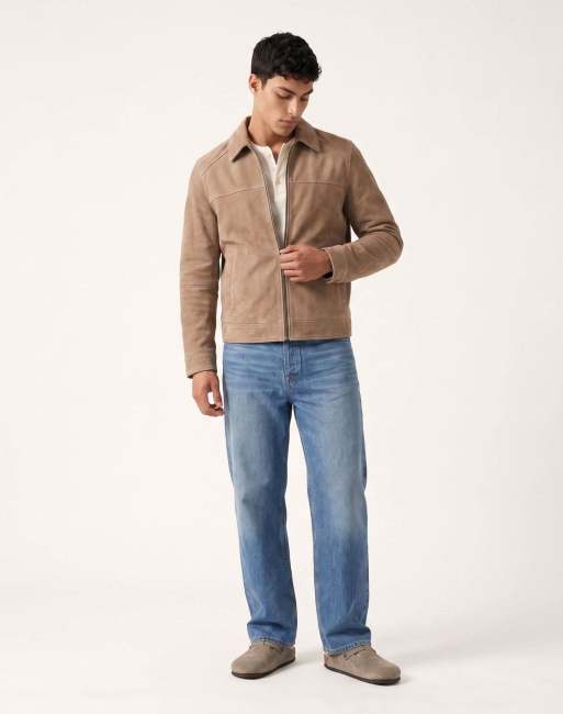 Harry Brown Remo real suede harrington jacket in camel, 5 of 5