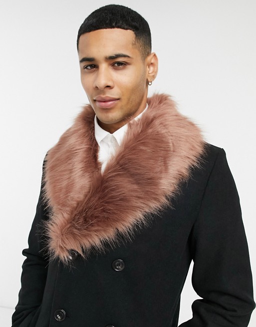 Harry Brown removeable faux fur military collar wool mix coat