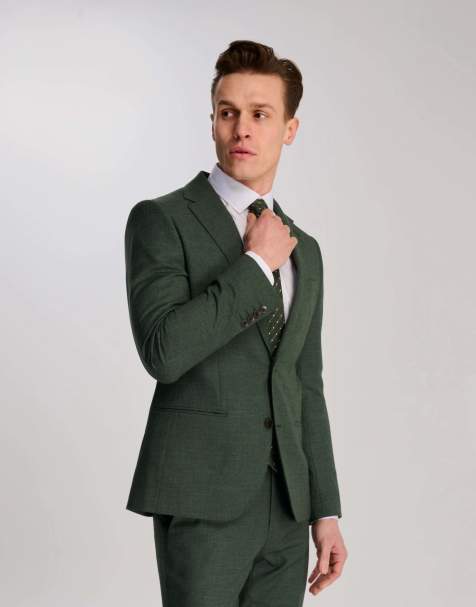 Harry Brown Sandro slim fit linen look suit in green - view 1