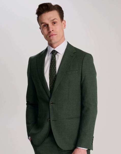 Harry Brown Sandro slim fit linen look suit jacket in green in green - view 1
